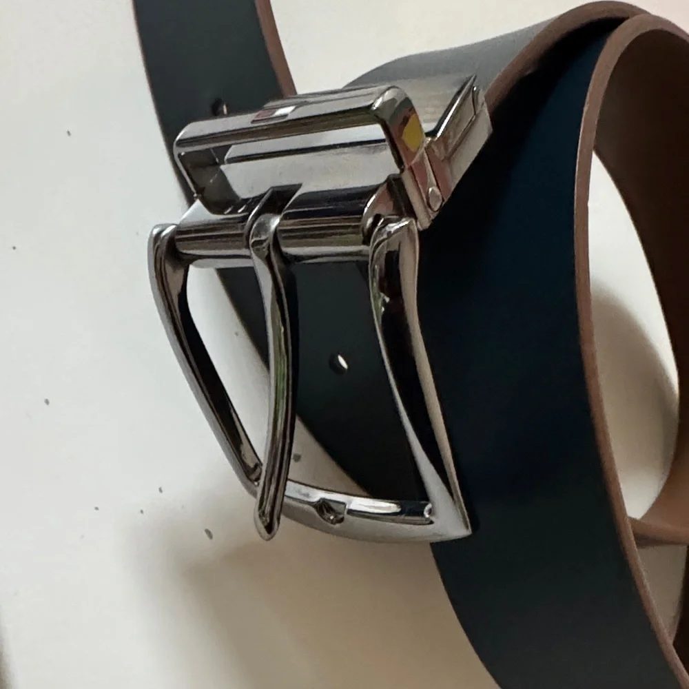Tommy Hilfiger Navy Blue and Brown Interior Men's Belt